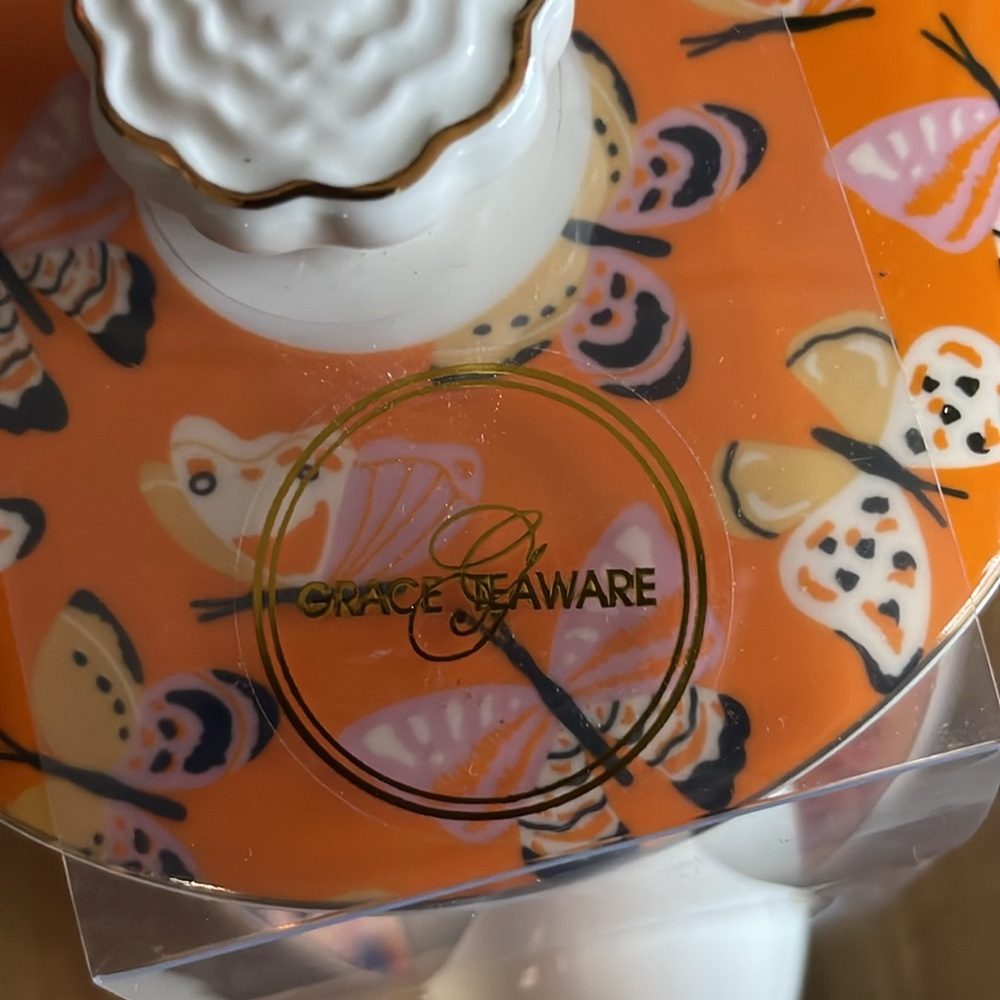🦋Graces Teaware Butterflies Fine Porcelain Tea For One 24oz Pot/Mug/Saucer (G7) - Picture 8 of 10